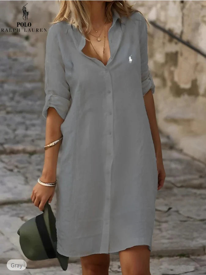 Robe‑chemise essentielle en lin et coton – DESTOCKAGE